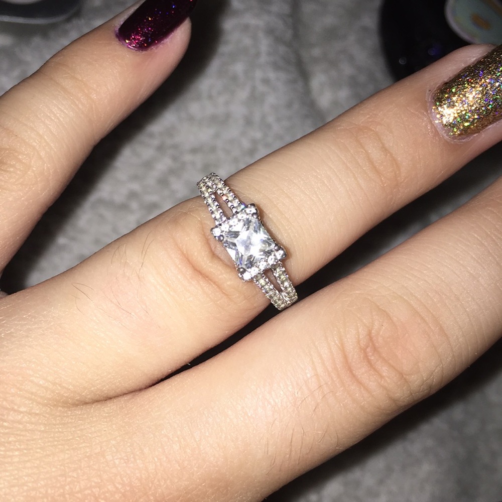 Sterling silver pave halo promise ring